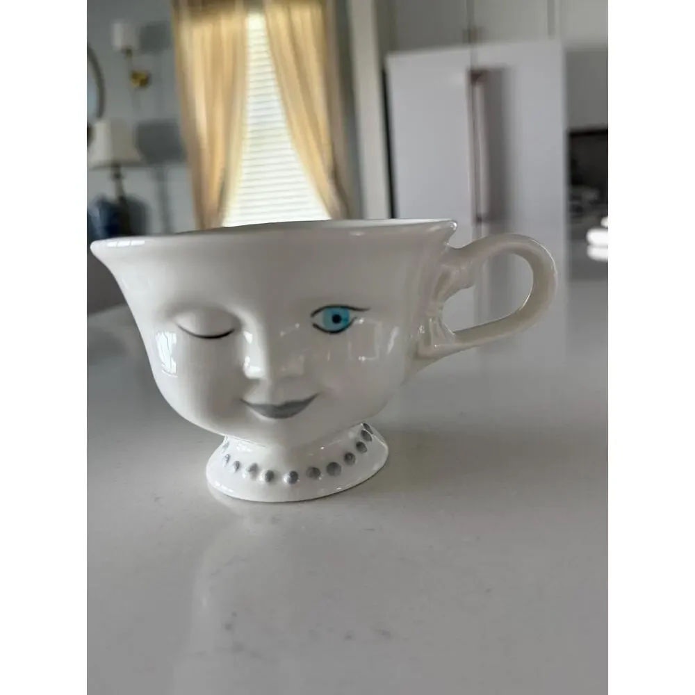 Vintage Baileys Irish Cream Winking Face Cups, 1990s Ceramic Barware Set (2)